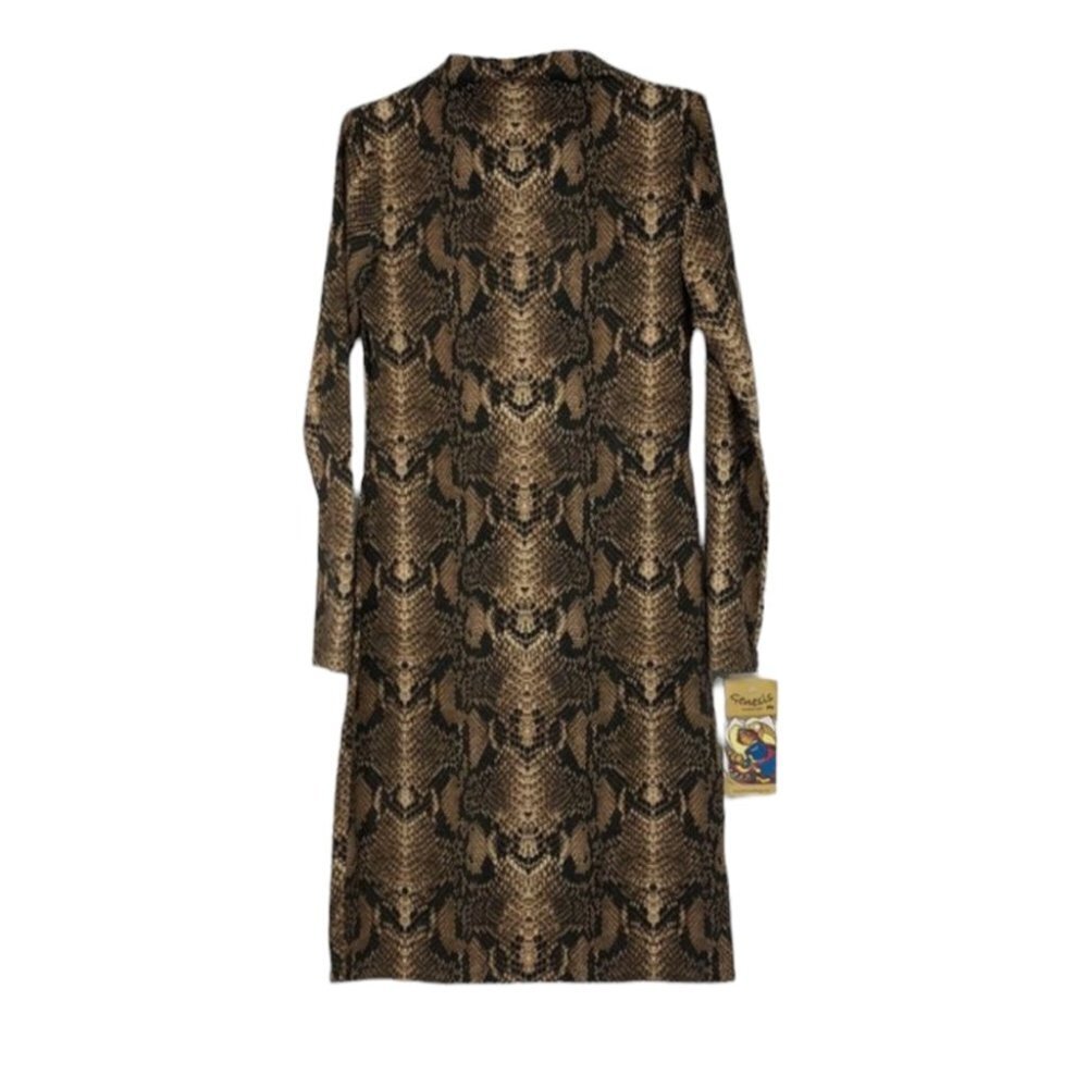 Genesis Fashion Sheila Keighron high neck brown snakeskin long sleeve dress LG